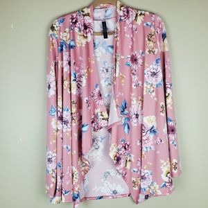 Rags & Couture Colorful Floral Wrap Top - Size 1X
